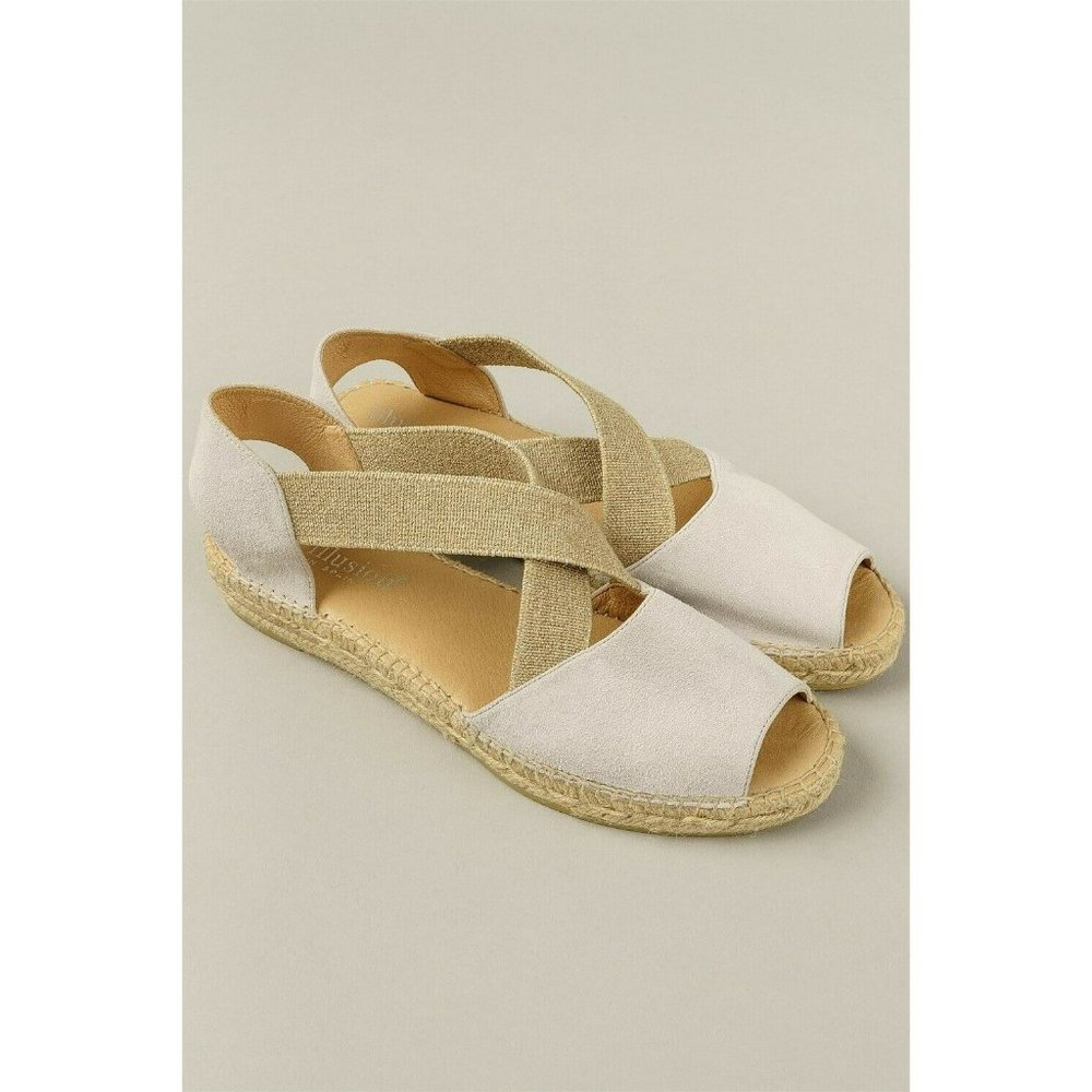 BLUE ILLUSION womens 'Ante' grey strappy espadrille flat sandals suede size 41 - Picture 1 of 3